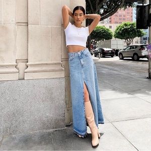 Zara denim long skirt with front slit